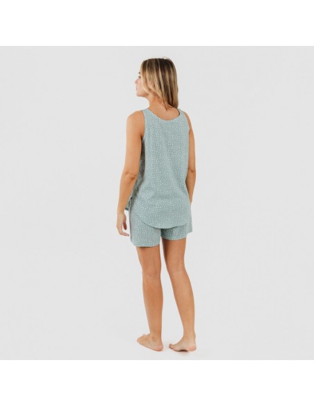 Pijama curto algodão Anita verde desgastado Pijama curto algodão Anita verde desgastado