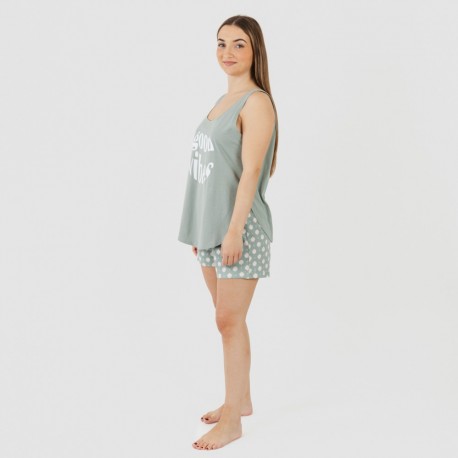 Pijama curto algodão Irati verde caça