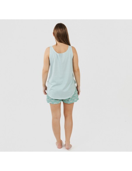 Pijama curto algodão Ponder verde azulado Pijama curto algodão Ponder verde azulado