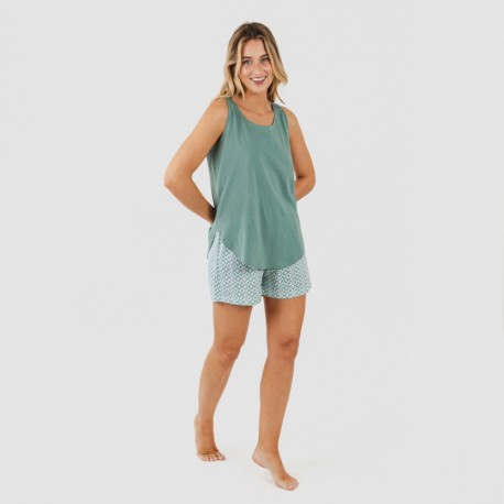 Pijama curto algodão Bianca verde menta