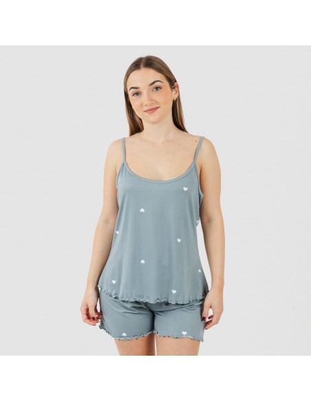 Pijama alças mulher soft Hearts azul indigo Pijama alças mulher soft Hearts azul indigo