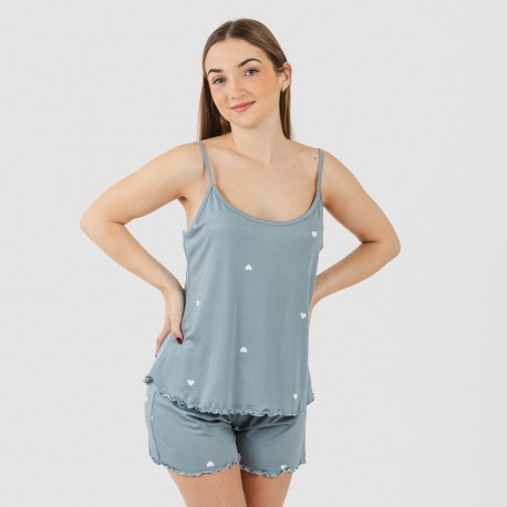 Pijama alças mulher soft Hearts azul indigo