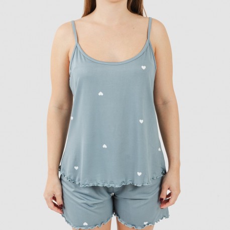 Pijama alças mulher soft Hearts azul indigo