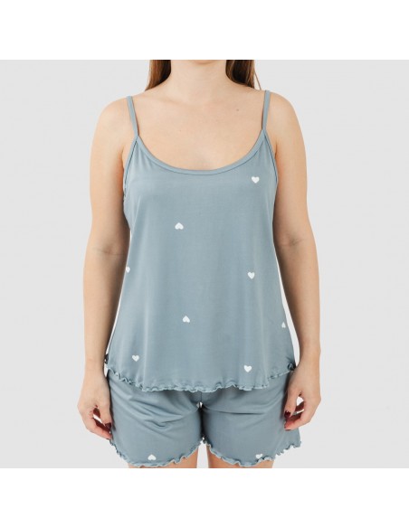 Pijama alças mulher soft Hearts azul indigo Pijama alças mulher soft Hearts azul indigo