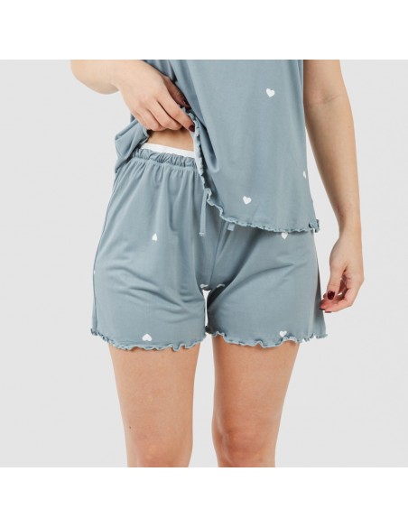 Pijama alças mulher soft Hearts azul indigo Pijama alças mulher soft Hearts azul indigo