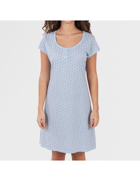 Vestido algodão Timon azul celeste Vestido algodão Timon azul celeste