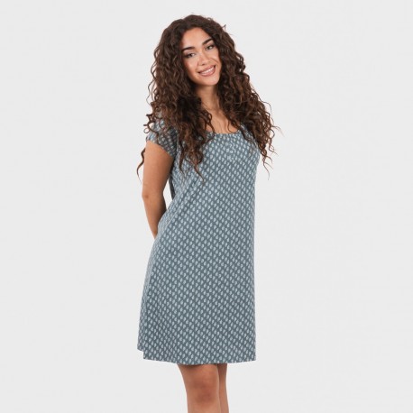 Vestido algodão Tiara verde azulado