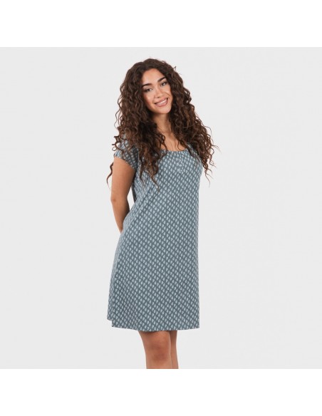 Vestido algodão Tiara verde azulado Vestido algodão Tiara verde azulado