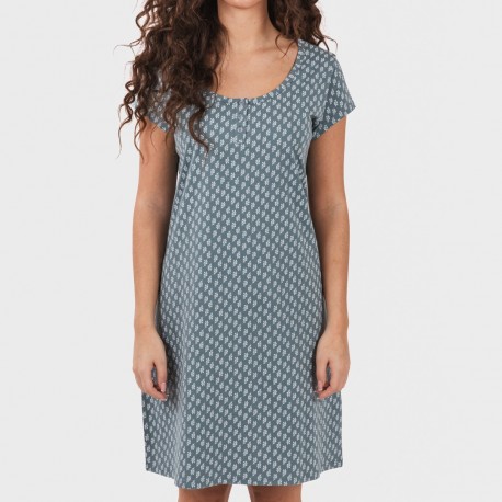 Vestido algodão Tiara verde azulado