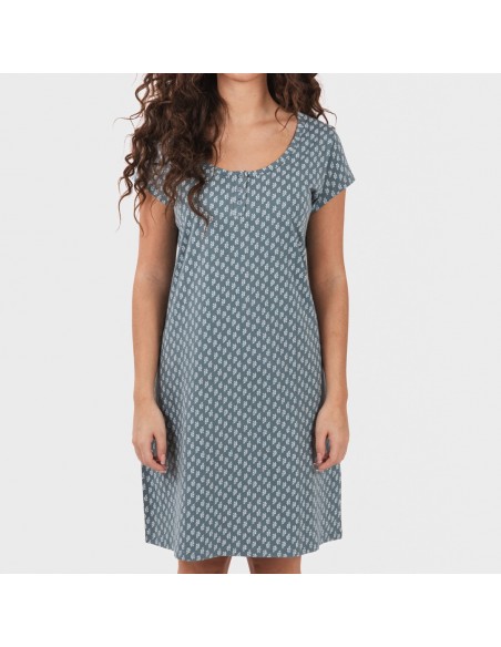 Vestido algodão Tiara verde azulado Vestido algodão Tiara verde azulado