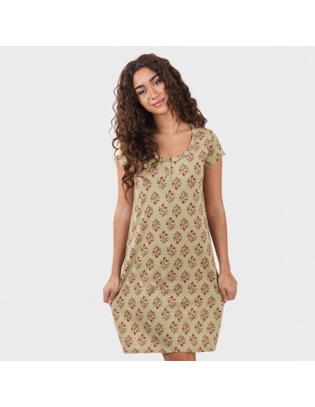 Vestido algodão Denisa verde Vestido algodão Denisa verde