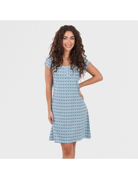 Vestido algodão Galieni verde azulado Vestido algodão Galieni verde azulado