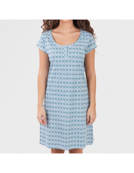Vestido algodão Galieni verde azulado Vestido algodão Galieni verde azulado