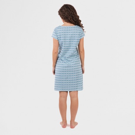 Vestido algodão Galieni verde azulado