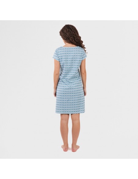 Vestido algodão Galieni verde azulado Vestido algodão Galieni verde azulado
