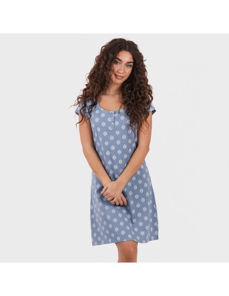 Vestido algodão Garbo azul añil Vestido algodão Garbo azul añil