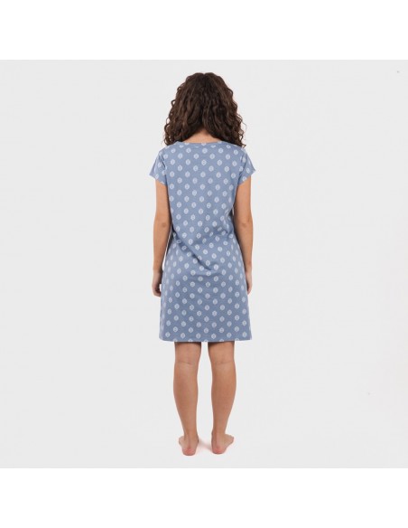 Vestido algodão Garbo azul añil Vestido algodão Garbo azul añil