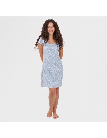 Vestido algodão Timon azul celeste Vestido algodão Timon azul celeste