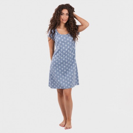 Vestido algodão Garbo azul añil