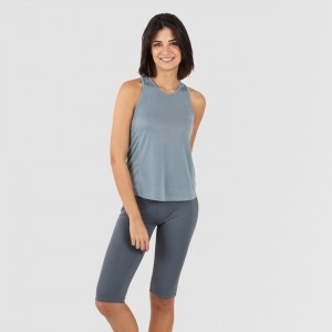 Conjunto desportivo de legging curto mulher azul claro - azul escuro