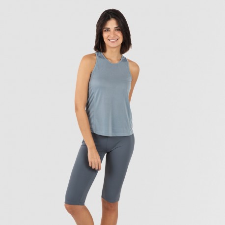 Conjunto desportivo de legging curto mulher azul claro - azul escuro roupa-de-desporto-mulher