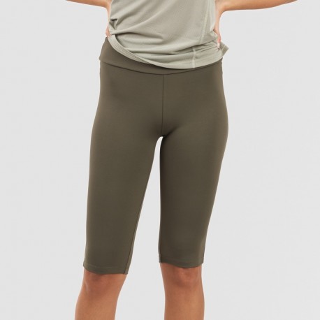 Conjunto desportivo de legging curto mulher verde folha - verde caça