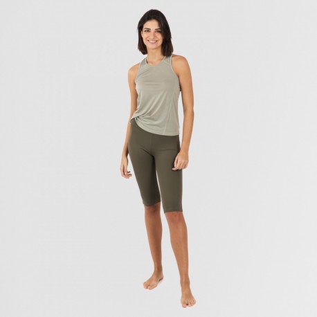 Conjunto desportivo de legging curto mulher verde folha - verde caça