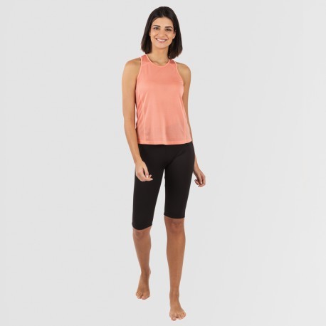 Conjunto desportivo de legging curto mulher laranja - preto