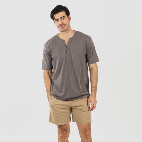 Pijama curto homem com botões topo arena