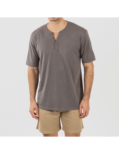 Pijama curto homem com botões topo arena