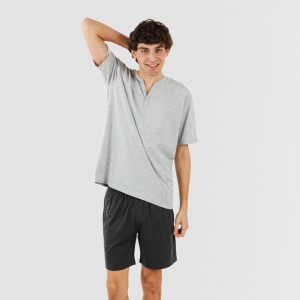 Pijama curto homem com botões cinza perla - cinza marengo