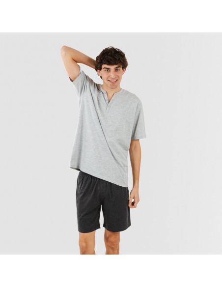 Pijama curto homem com botões cinza perla - cinza marengo