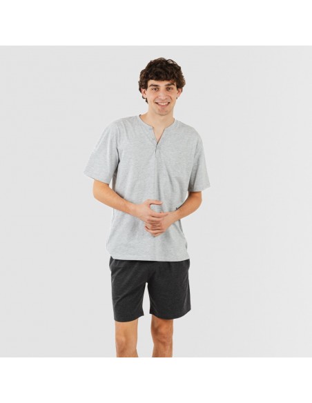 Pijama curto homem com botões cinza perla - cinza marengo
