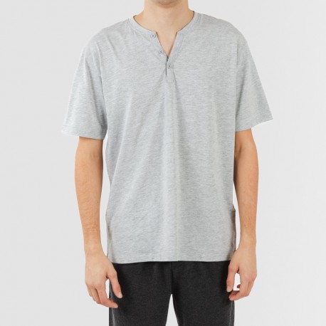 Pijama curto homem com botões cinza perla - cinza marengo