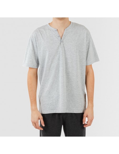 Pijama curto homem com botões cinza perla - cinza marengo