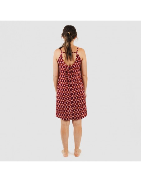 Vestido curto de alças em crepe Cartagena bordeaux Vestido curto de alças em crepe Cartagena bordeaux