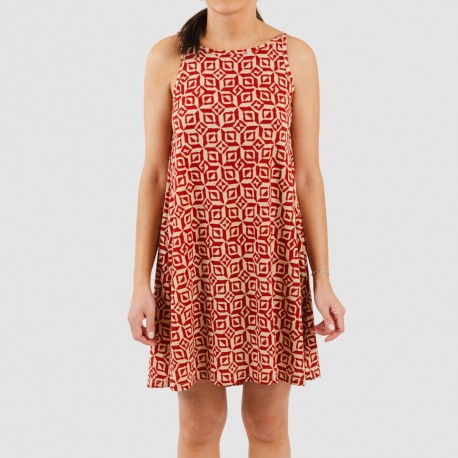 Vestido curto de alças em crepe Corinto cor telha