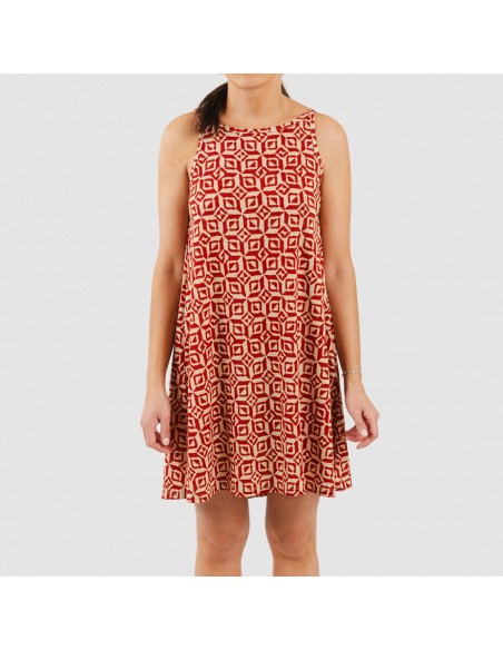 Vestido curto de alças em crepe Corinto cor telha Vestido curto de alças em crepe Corinto cor telha