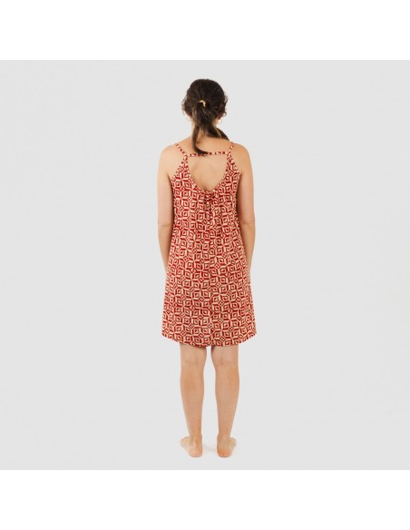 Vestido curto de alças em crepe Corinto cor telha Vestido curto de alças em crepe Corinto cor telha