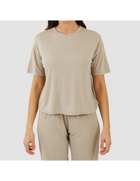 Pijama comprido manga curta viscosa mulher liso Pijama comprido manga curta viscosa mulher liso