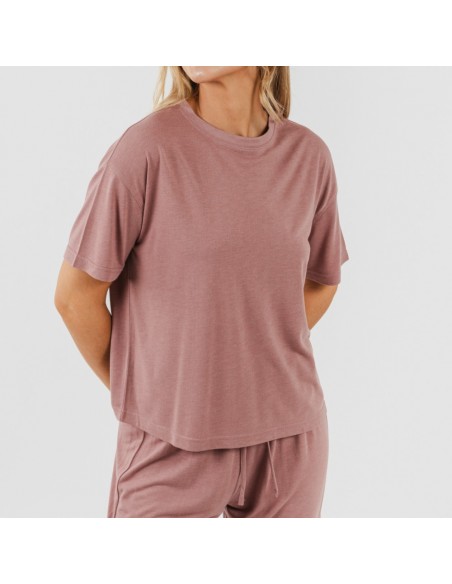 Pijama comprido manga curta viscosa mulher liso Pijama comprido manga curta viscosa mulher liso