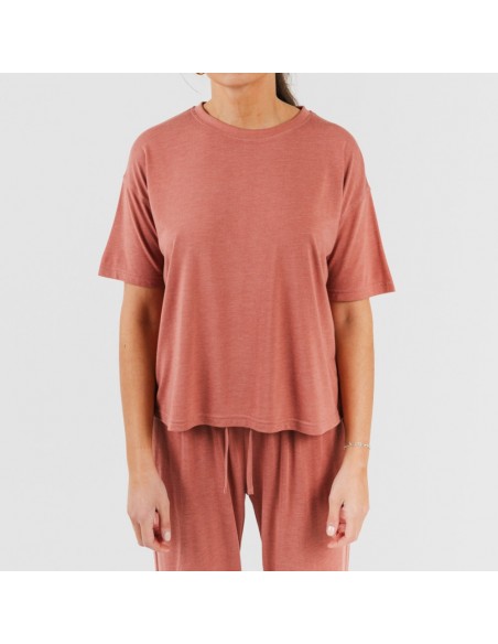 Pijama comprido manga curta viscosa mulher liso Pijama comprido manga curta viscosa mulher liso