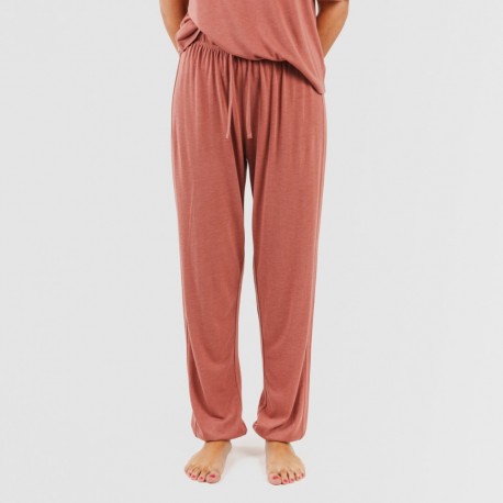 Pijama comprido manga curta viscosa mulher liso