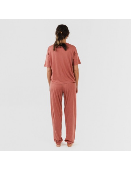 Pijama manga curta viscosa mulher liso pijamas-compridos-de-mulher
