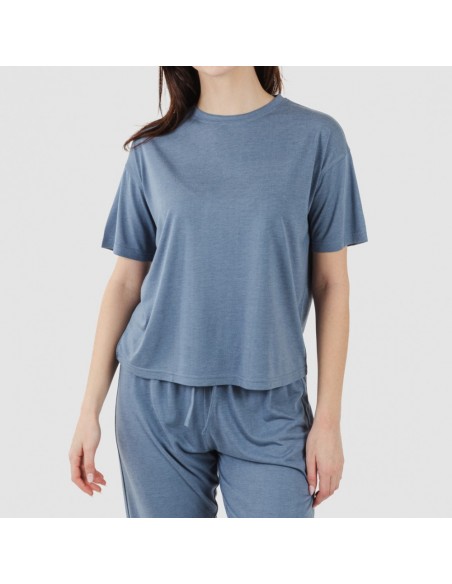 Pijama comprido manga curta viscosa mulher liso Pijama comprido manga curta viscosa mulher liso