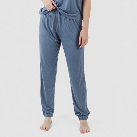 Pijama comprido manga curta viscosa mulher liso