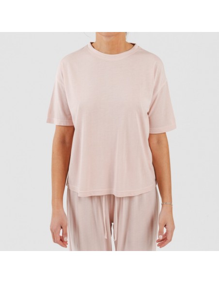 Pijama comprido manga curta viscosa mulher liso Pijama comprido manga curta viscosa mulher liso