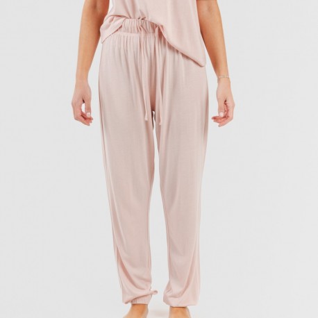 Pijama comprido manga curta viscosa mulher liso