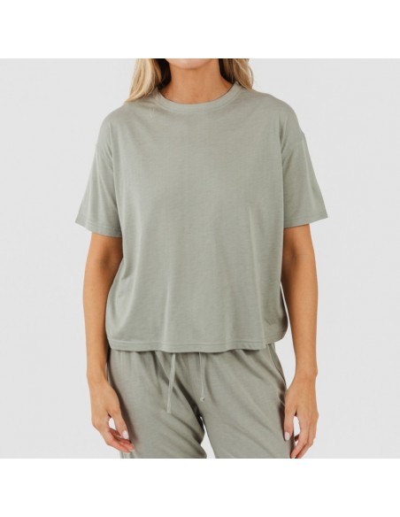 Pijama comprido manga curta viscosa mulher liso Pijama comprido manga curta viscosa mulher liso
