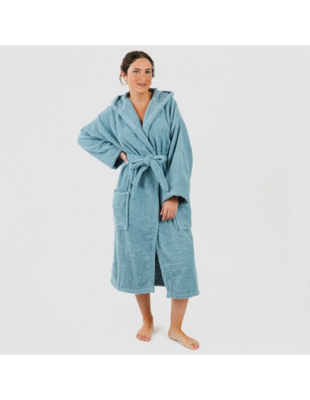 Roupão de banho com capuz água marinha 450gr Unisex Roupão de banho com capuz água marinha 450gr Unisex